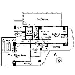 パークハウス麻布鳥居坂 2SLDKの間取図画像