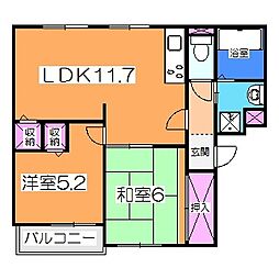 ラフォーレ北花田 2LDKの間取図画像