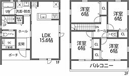 松戸市上矢切戸建 4LDKの間取り