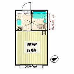 多摩ロイヤルハイツA棟 2階ワンルームの間取り