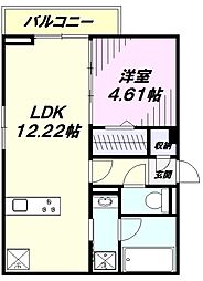 (仮)国立市谷保4丁目PJ 新築共同住宅A棟 1LDKの間取図画像