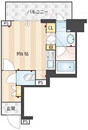 クオリア銀座 5階ワンルームの間取り