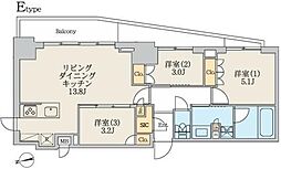 クレストコート北千住レジデンス 3LDKの間取図画像