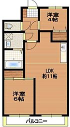 エクセレンス松原 2LDKの間取図画像