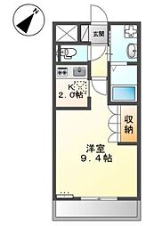 グリーンキャッスル2 1Kの間取図画像