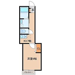 千葉市中央区道場南1丁目アパート 1Kの間取図画像