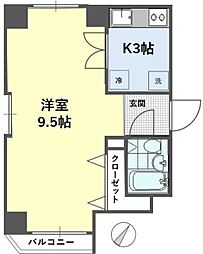 メゾンヨーラク ワンルームの間取図画像