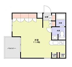 N.Haus 3階ワンルームの間取り
