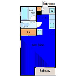 都営新宿線 浜町駅 徒歩2分の賃貸マンション 4階ワンルームの間取り
