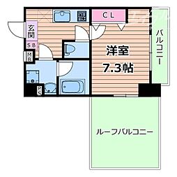 阪急千里線 千里山駅 徒歩4分の賃貸マンション 2階1Kの間取り