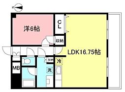 プラテーク綱島 1階1LDKの間取り