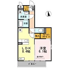 ラ・ヴィ・アン・フルール 1LDKの間取図画像