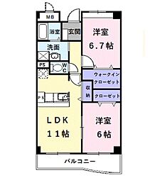 ラフォーレ 2LDKの間取図画像