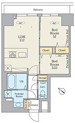 クレストコート江古田 2LDKの間取図画像