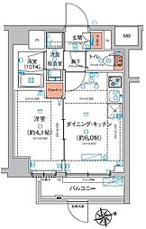 ハーモニーレジデンス東京羽田スカイブリッジ 1DKの間取図画像