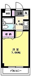 富士見ハイツ 1Kの間取図画像