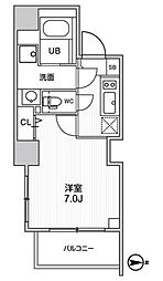 グラシアプレイス大森町 10階1Kの間取り