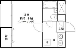ヒルハウス 1Kの間取図画像