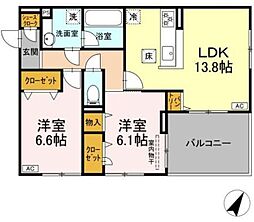 あざみ野ロイヤルハイツ 2LDKの間取図画像