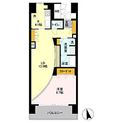 ロイヤルパークス若葉台 1Kの間取図画像