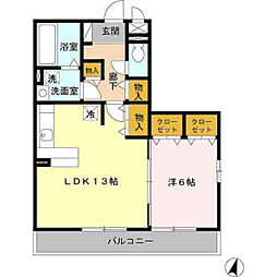 ラヴィーヌ 1LDKの間取図画像
