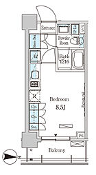 ParkAxis菊川 ワンルームの間取図画像