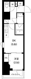 WHARF駒込 1DKの間取図画像