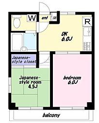 ハイツアオキ 2DKの間取図画像