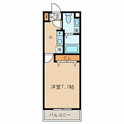 レ・プレリュード 1Kの間取図画像