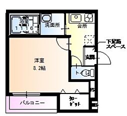 フジパレス井高野2番館 1Kの間取図画像