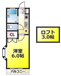 Y・A・Fハイム2号館 1Kの間取図画像