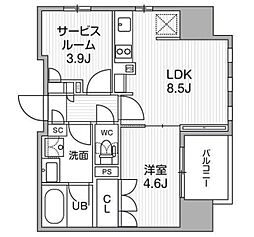 グランエール西日暮里NORTH 1SLDKの間取図画像