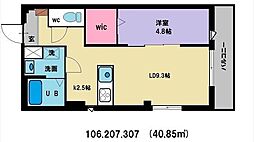 ADVANCE都筑 1LDKの間取図画像
