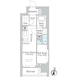 ルミエール浦和仲町 1DKの間取図画像