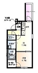 フジパレス針中野 1DKの間取図画像