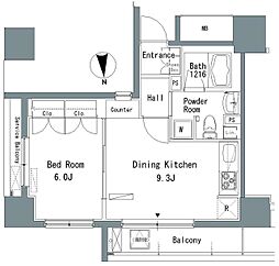 パークアクシス仲御徒町 3階1DKの間取り