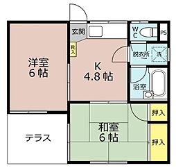 クレモナハイツ 2Kの間取図画像