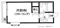 メゾンブランB棟 1Kの間取図画像