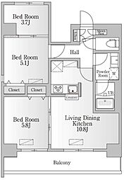 NTPRレジデンス芝浦三丁目 3LDKの間取図画像