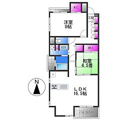 シャーメゾン白鷺 2LDKの間取図画像