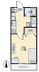 ウエストガーデン2 1Kの間取図画像