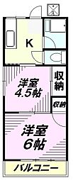 ホシノハイツ 2Kの間取図画像