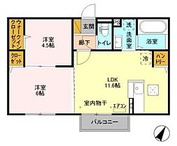 ヴァイスハウス 2LDKの間取図画像