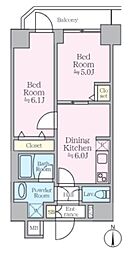 足立区東和2丁目マンション 2DKの間取図画像