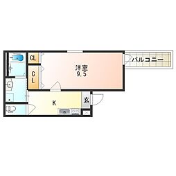 フジパレス喜連瓜破1番館 1Kの間取図画像