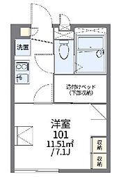 レオパレスJu7Pine 1Kの間取図画像