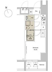 エスタート品川戸越II 6階1Kの間取り
