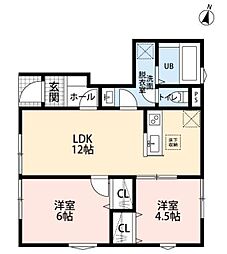 リーブルファイン吉川美南II 2LDKの間取図画像