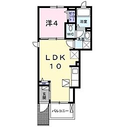 プロムナード 1階1LDKの間取り