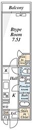 リブリ・エルカーサ亀有 1Kの間取図画像